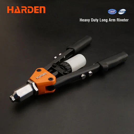 HARDEN 610115 heavy duty long arm two-handed riveter with five nozzle attachments